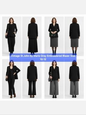 Vintage St. John by Marie Gray Embroidered Blazer Size 10-12